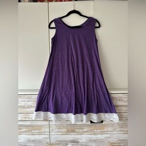 💜 Sanifer Purple Tunic Top Lace Hem Sleeveless Swing Tunic M